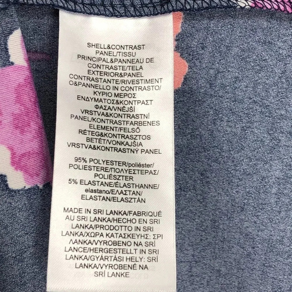 Chaps Navy Blue Floral  Red Pink Sleeveless Fit & Flair midi dress SP - Picture 8 of 13